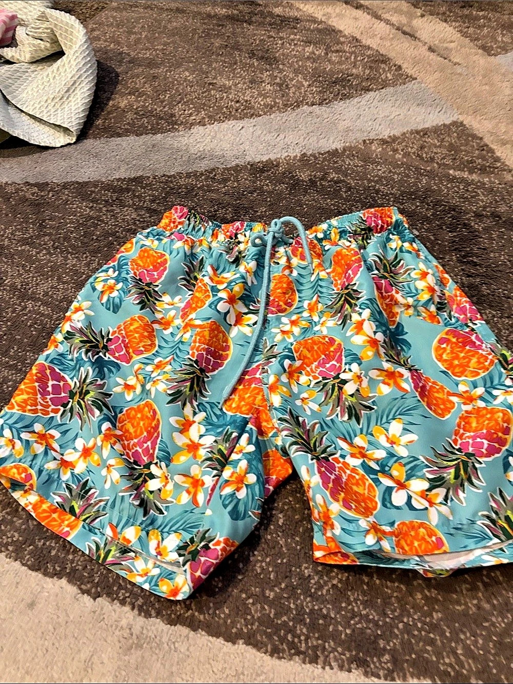 Free Planet Floral Swim Trunks in Blue Size Large